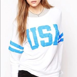 Wildfox USA pullover sweater, white, small